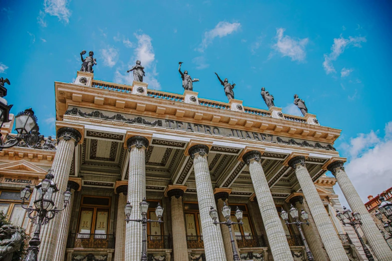 the columns and statues have been carved