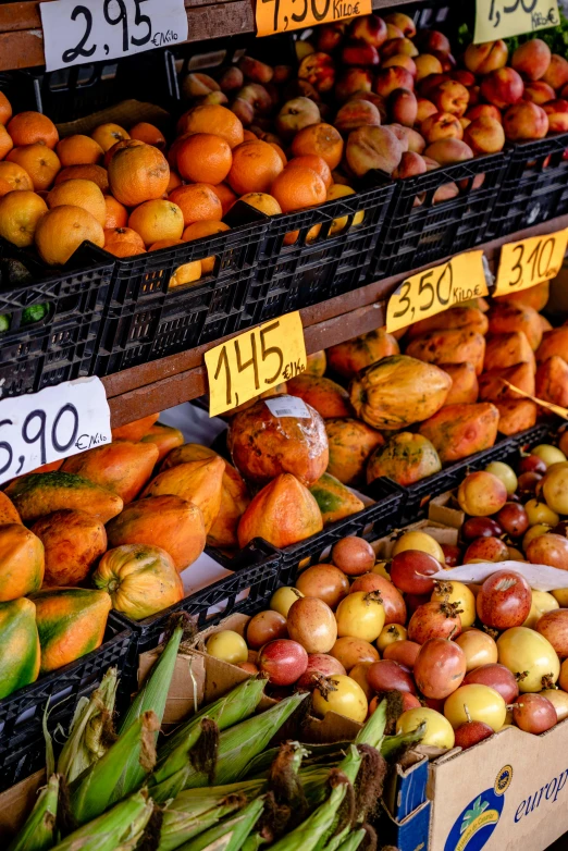 a bunch of fruit that are on a shelf