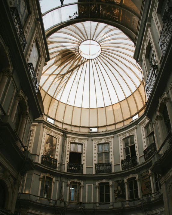 a view of a glass dome from the ground level