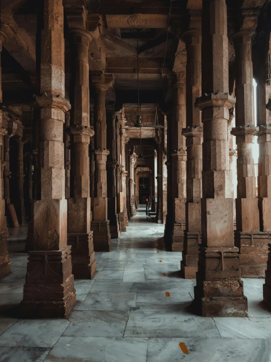 many columns with various designs and colors are on the floor