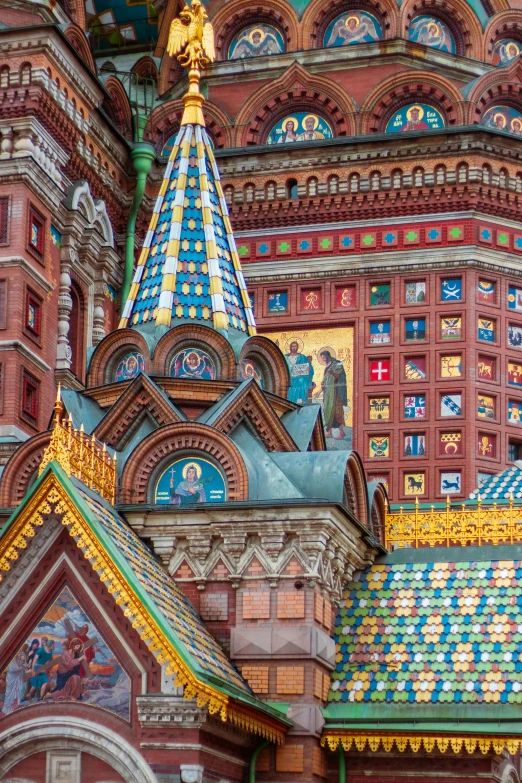 colorful stained glass roof and domed building at night