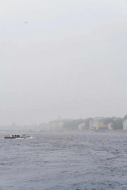 a ship in the middle of a large body of water