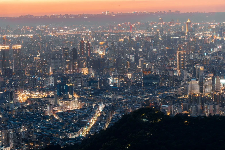 an image of the city skyline from high up