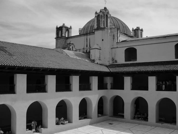 the courtyard of an older italian church