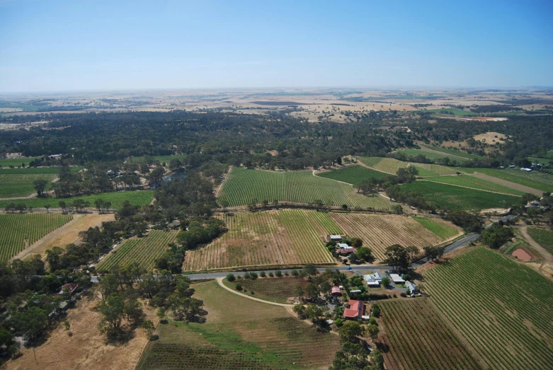 a landscape with several fields in the background