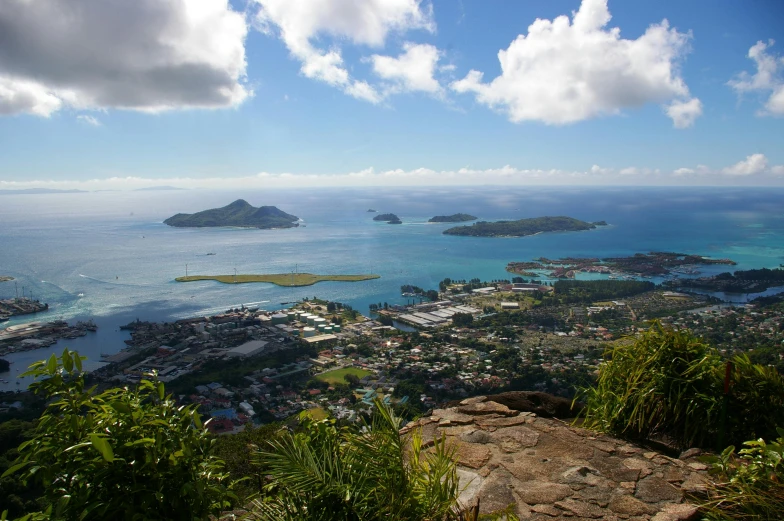 several tropical islands on land near the ocean