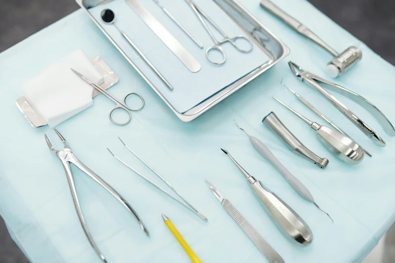 the surgical instruments were set up on the table