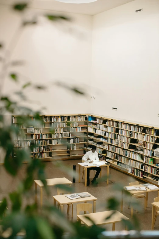 view of an empty liry filled with books