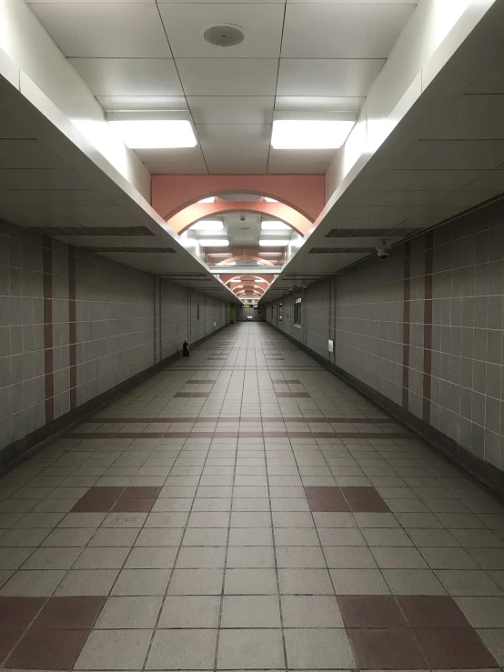 the empty hallway is seen in this pograph