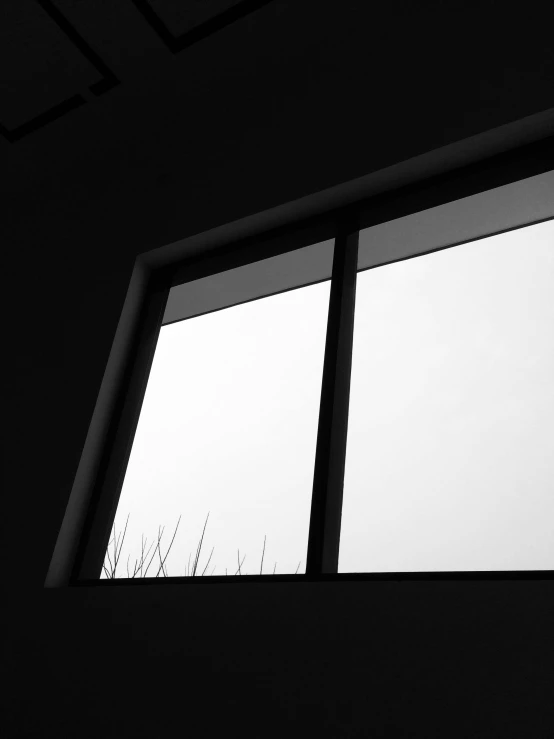 black and white po of windows in the dark