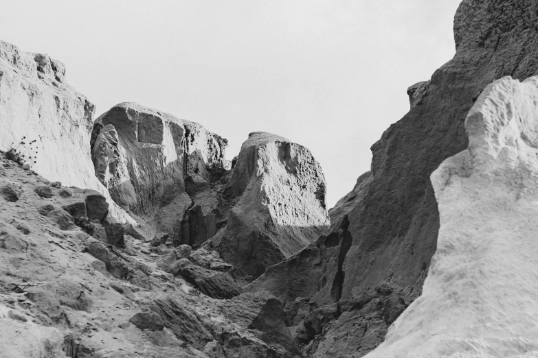 a mountain with rocks sticking out of the side