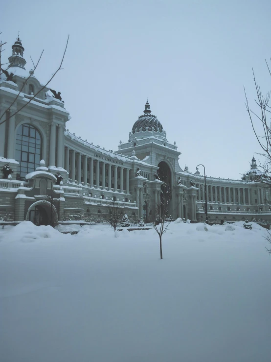 an image of a building on a snowy day