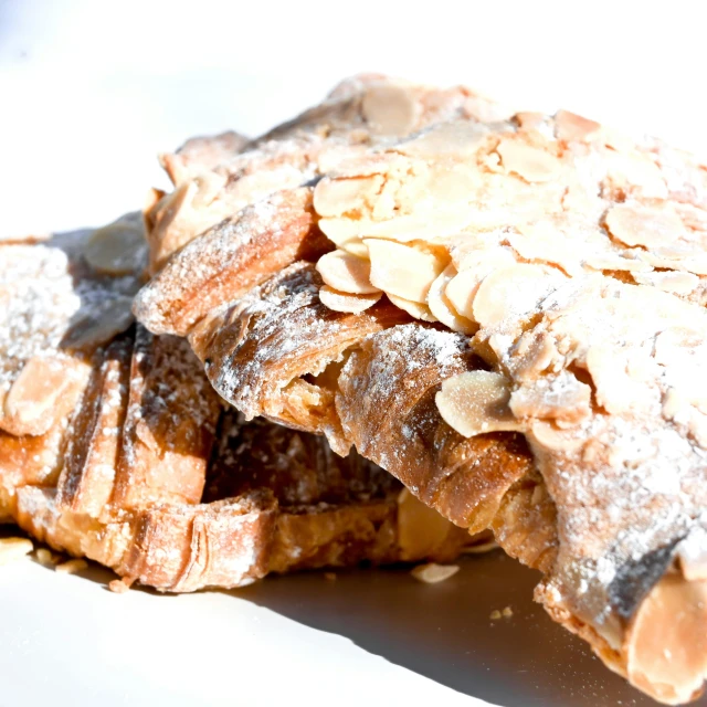 an open baked pastry sitting on top of a table