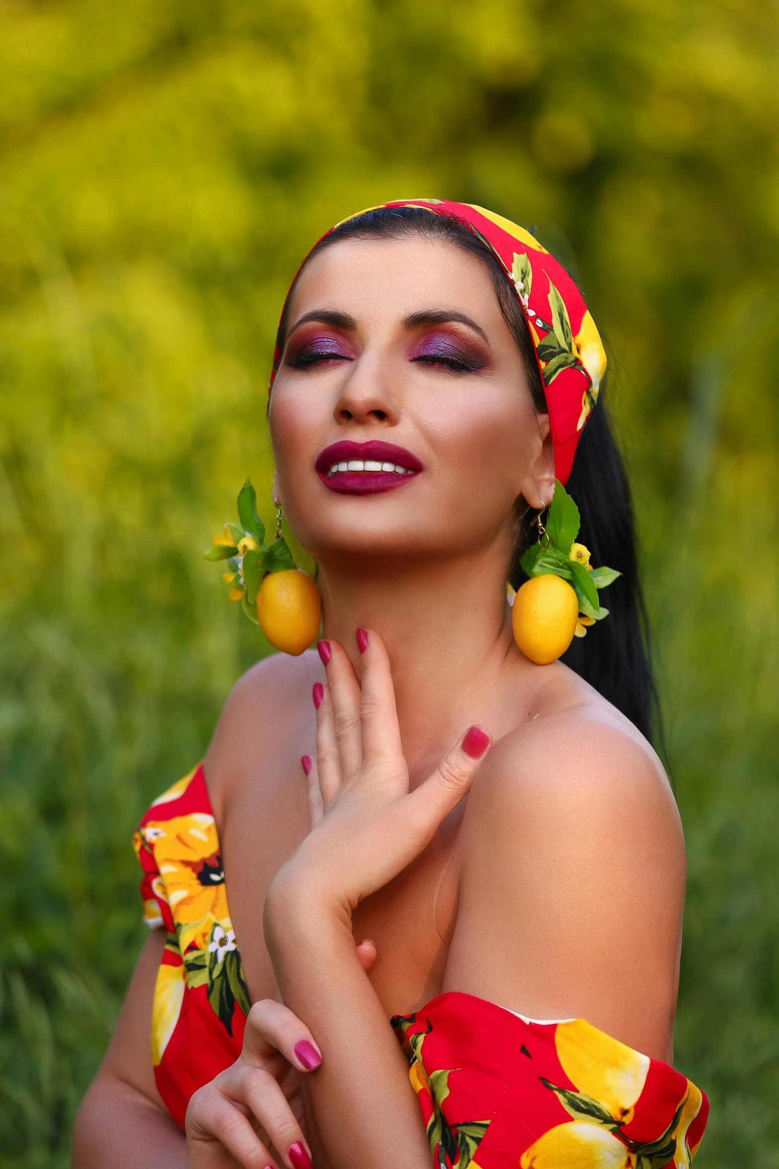 a beautiful young lady wearing makeup and accessories