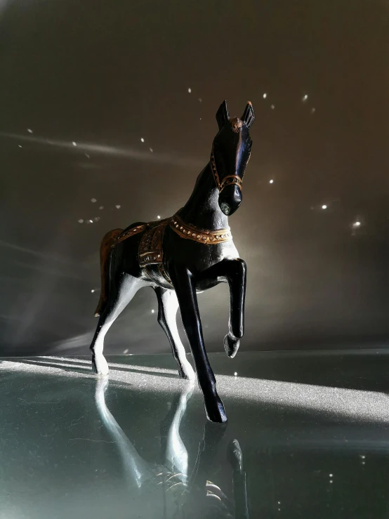 a horse is standing on its hind legs