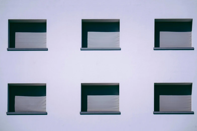 six open window blocks showing the side of a house