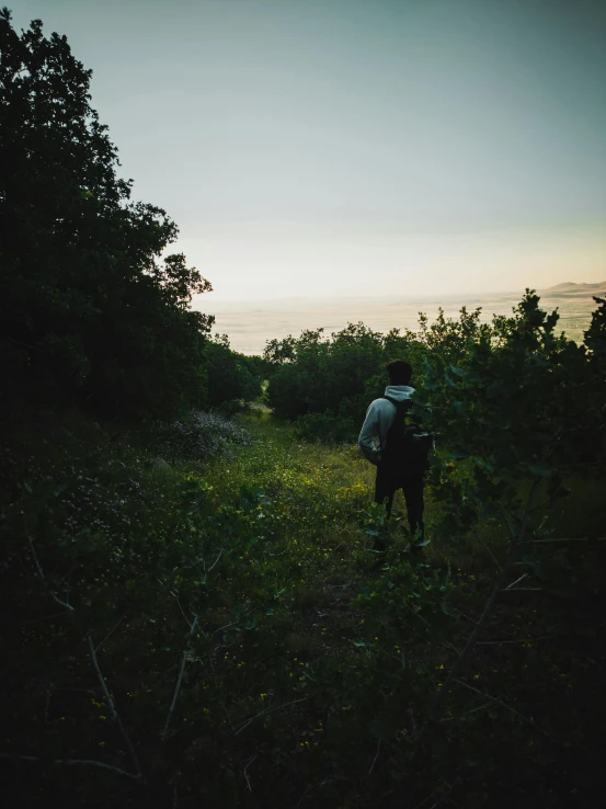 a man on a hiking trip looking out over the landscape