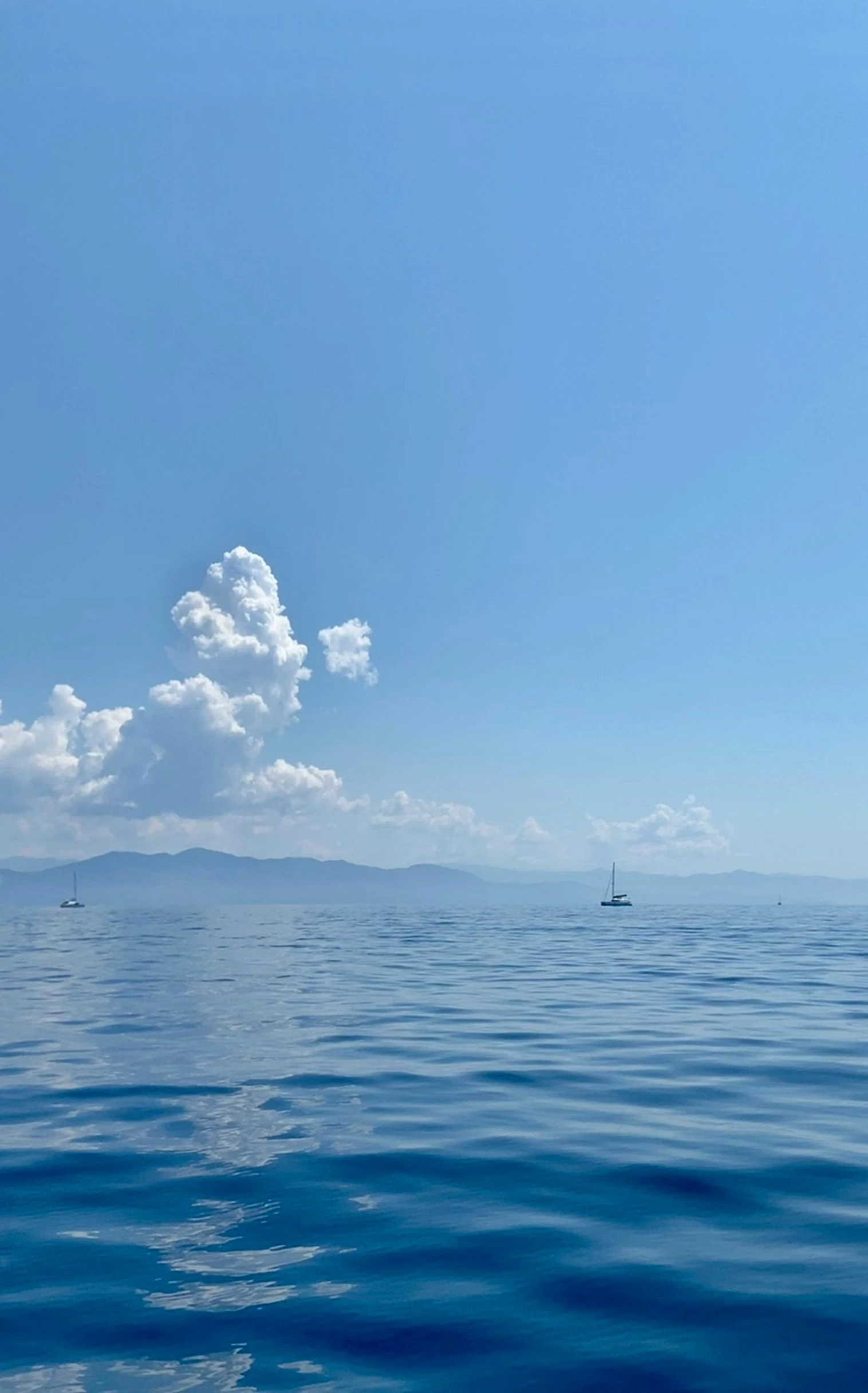 the blue water with some clouds on it