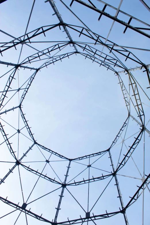 an electrical tower on the blue sky background