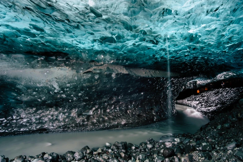 the view from underneath an ocean cave