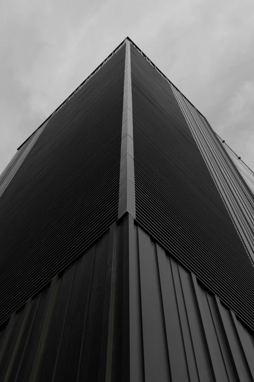 this black and white picture shows the edge of a building