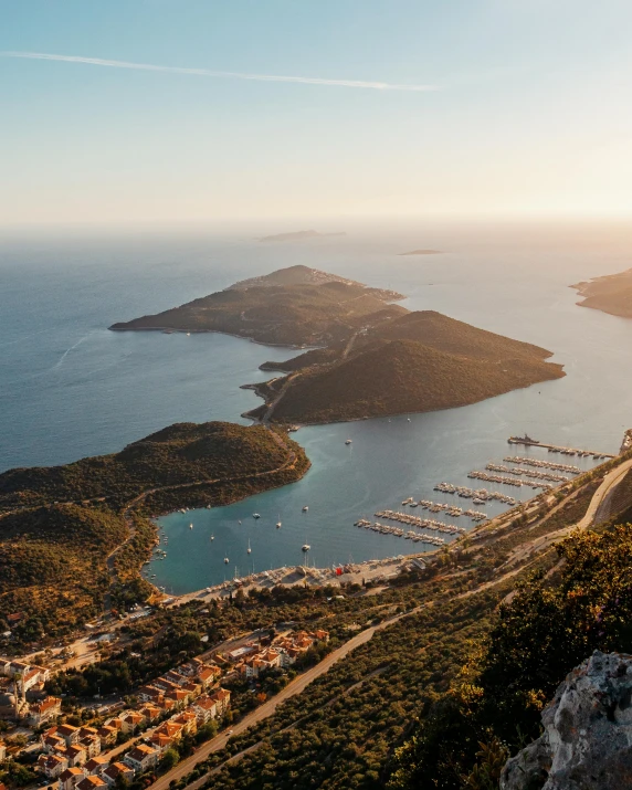 there is a view of a harbor and coastline