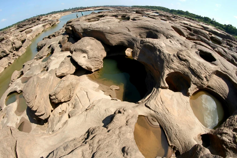 some rocks that have water inside of them