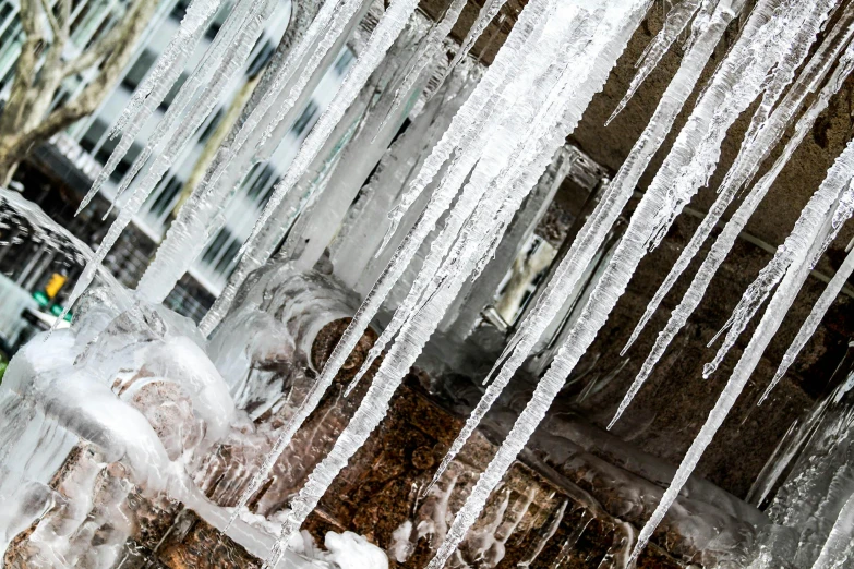 icicles hanging off the side of a building