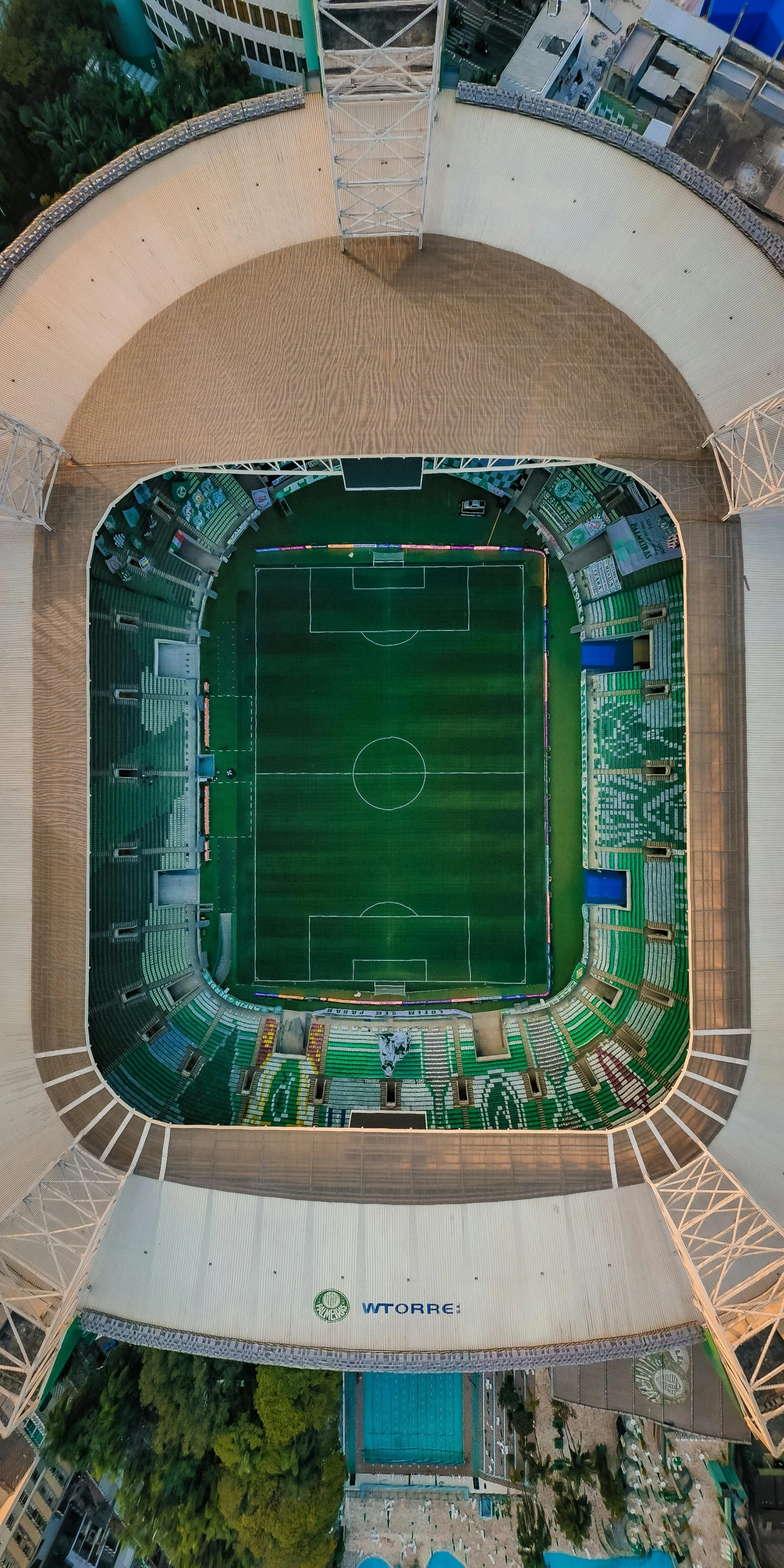 aerial view of the soccer field from the top