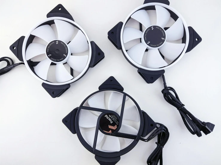 the black and white fan on the right has no fan light attached