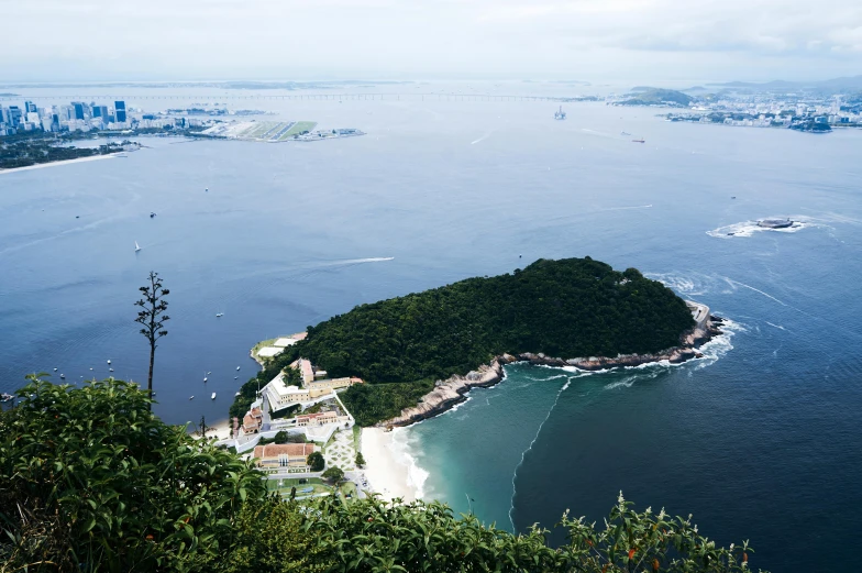 an island is on the edge of a large body of water