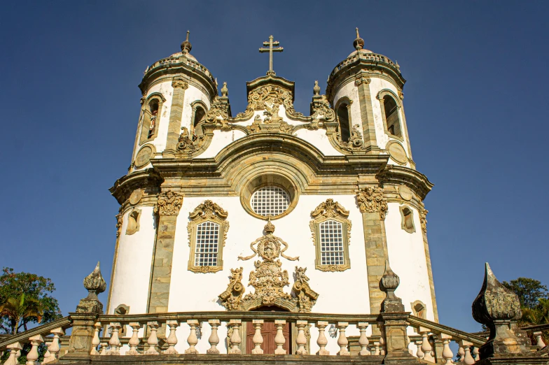 a church with many statues around it