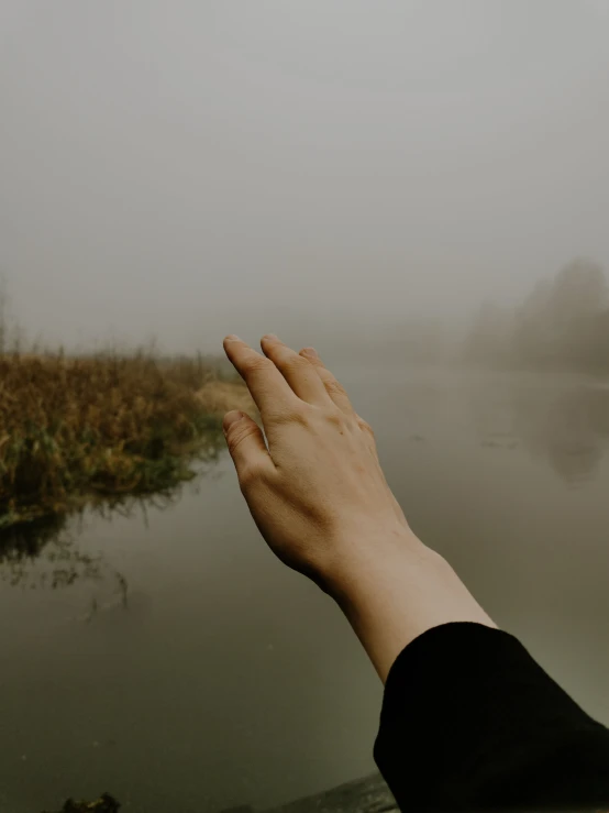 a persons hand that is holding some water