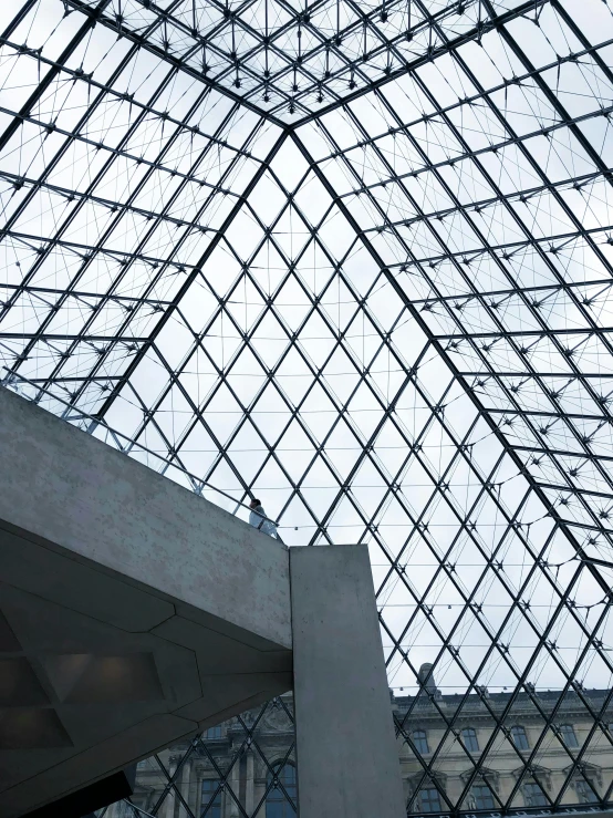 the inside view of the pyramid, the glass is on top