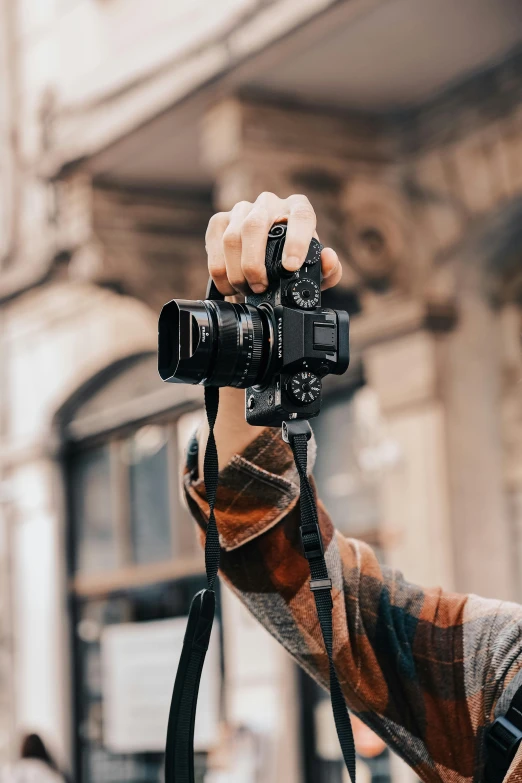 a person holding a camera on their hand