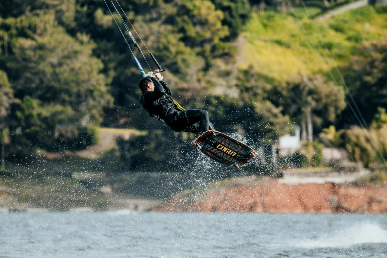 a person on a board and some water