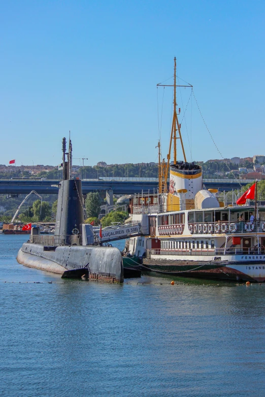 the large ferry is sailing through the harbor