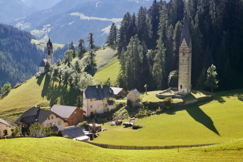 there is a small village with houses on the top of it