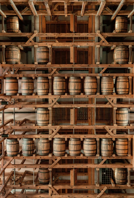 a very big room with many barrels on display