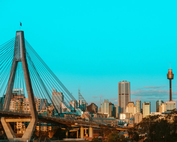 a bridge going across a river next to a city