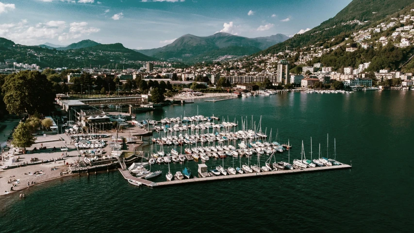 a harbor with lots of small white boats