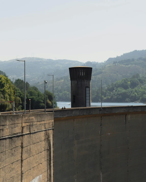 the water is running by the wall in the area