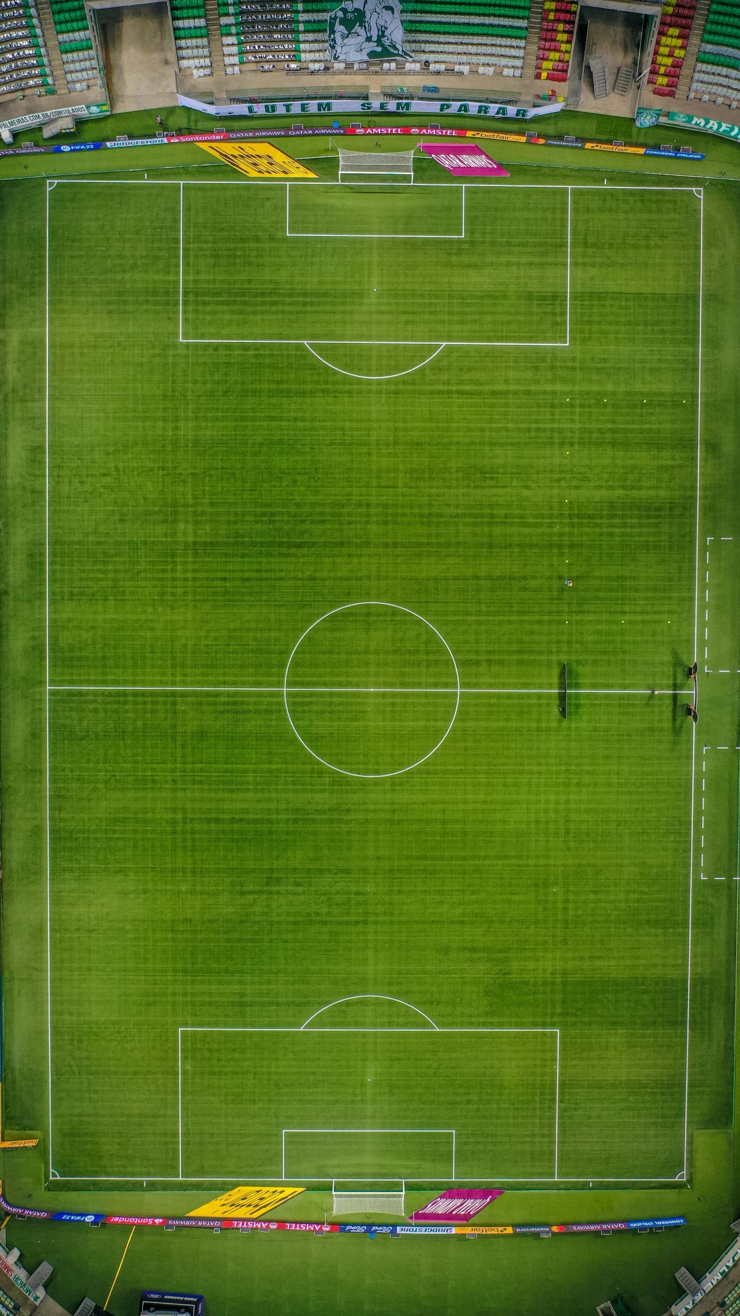 a football field with an overhead view of the field