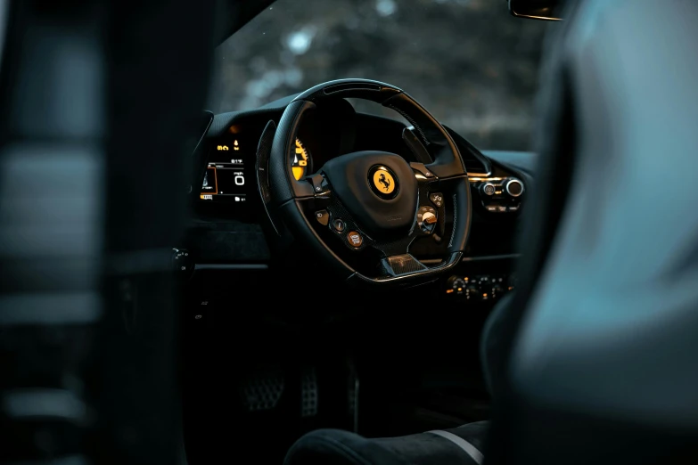 interior view from a modern sports car with bright lighting