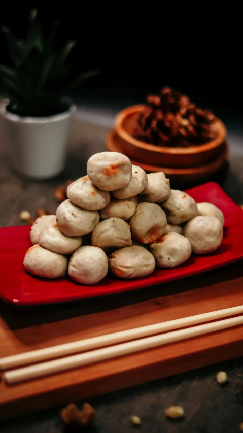 there is a plate of food that has mushrooms on it