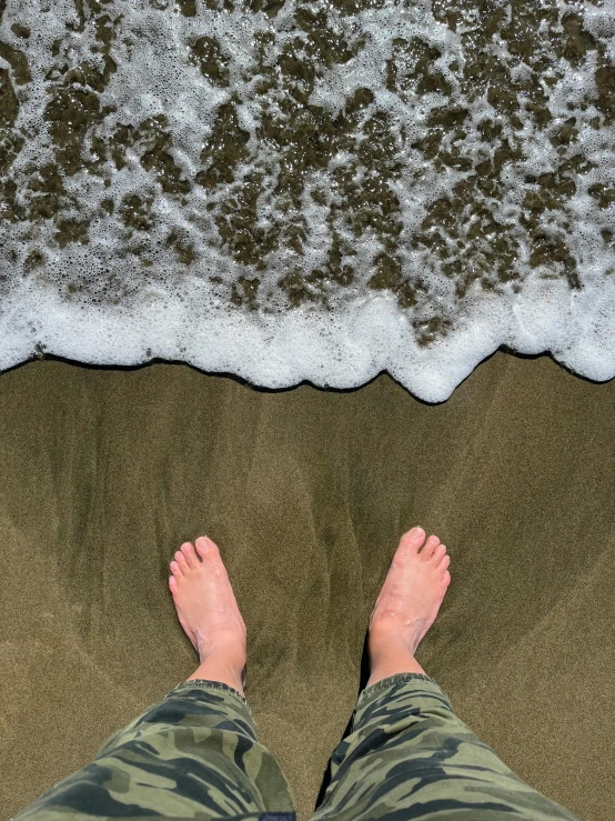 a pair of feet that are in the sand