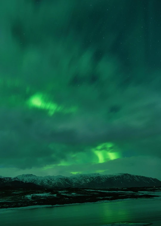 green lights in the sky in winter