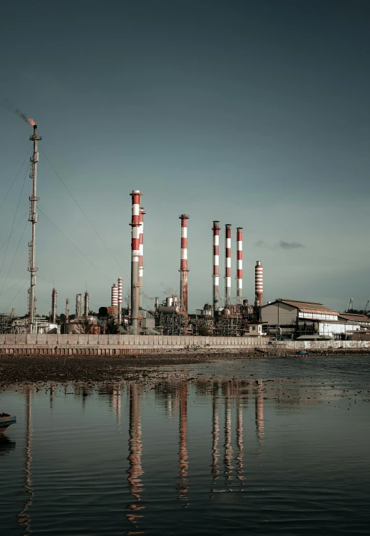 industrial power plant in a factory next to water