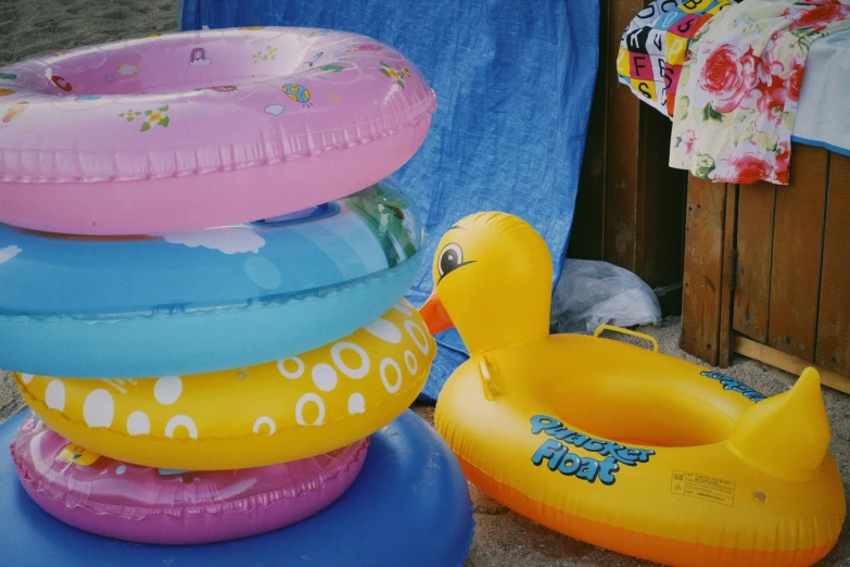 an image of a pile of swimming floats