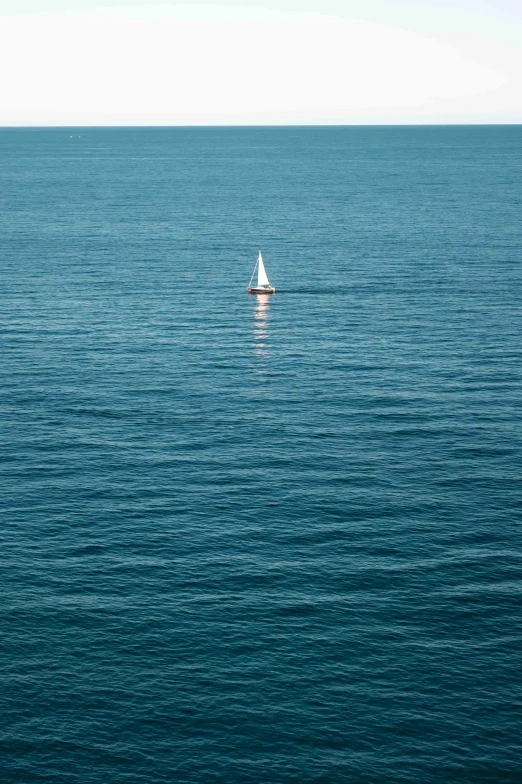 a lone sail boat out on the open water